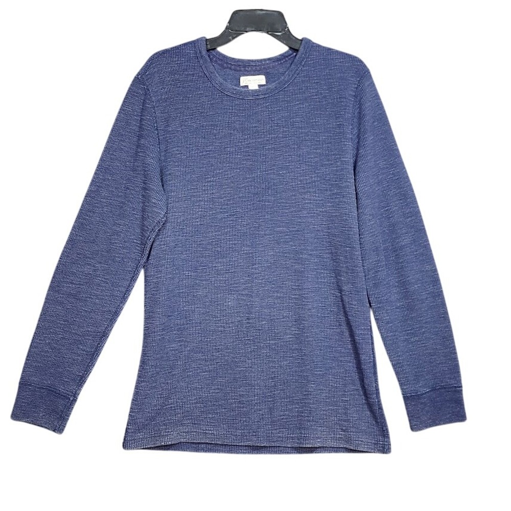 J. Crew Knit Goods Mens Blue Waffle Knit Long‎ Sleeve Crewneck Shirt Large
